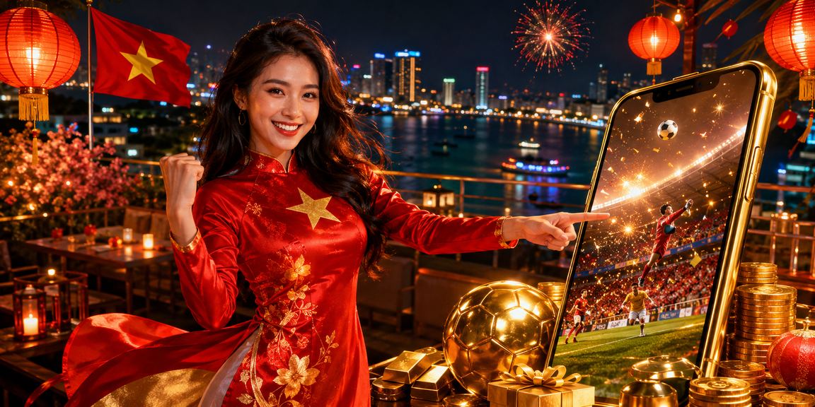 Người dùng mặc áo dài tại Đà Nẵng xem thông tin casino và khuyến mãi trên điện thoại thông minh